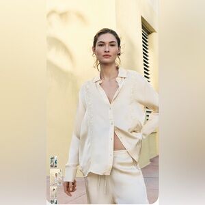 Zara Lace Satin Blouse -NWT